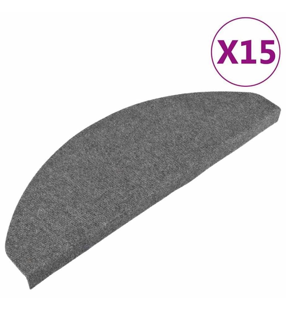 Tapis d'escalier autocollants 15 pcs 65x22,5x3,5 cm Gris