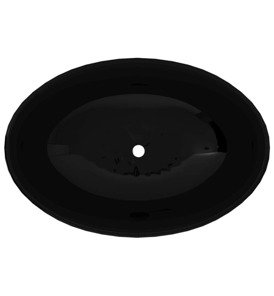 Keramik Waschtisch Waschbecken Oval schwarz 40 x 33 cm