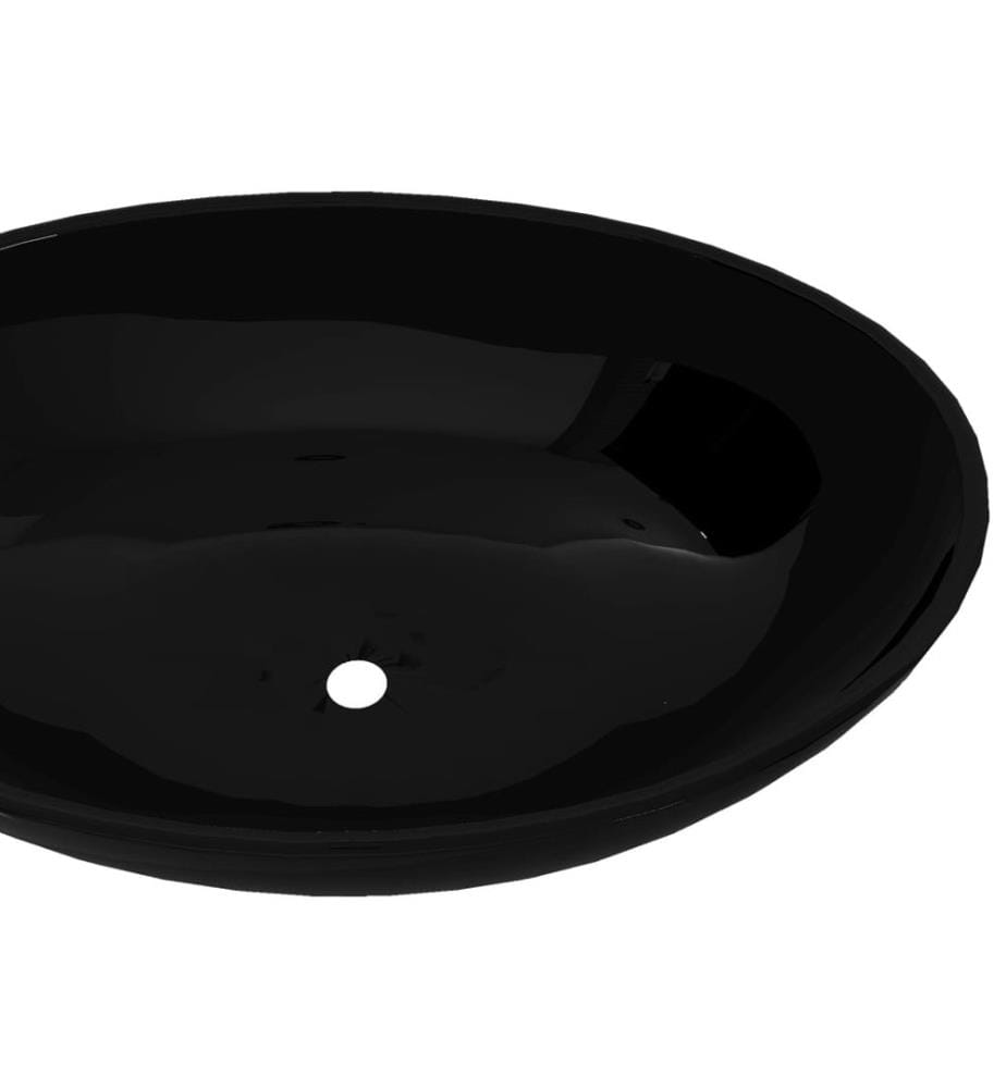 Keramik Waschtisch Waschbecken Oval schwarz 40 x 33 cm