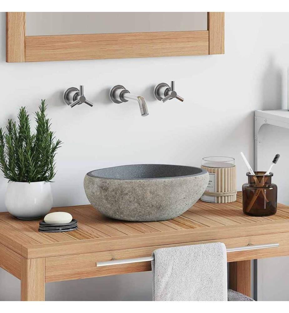 Lavabo en pierre de rivière ovale (29-38)x(24-31) cm