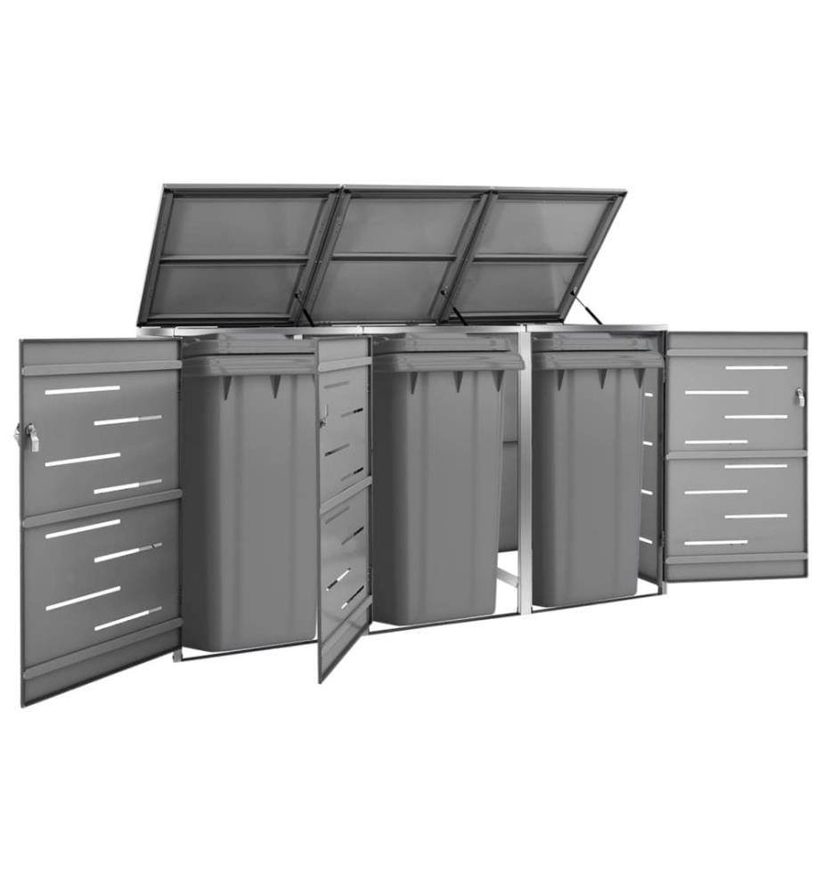 Mülltonnenbox für 3 Tonnen 207x77,5x112,5 cm Edelstahl