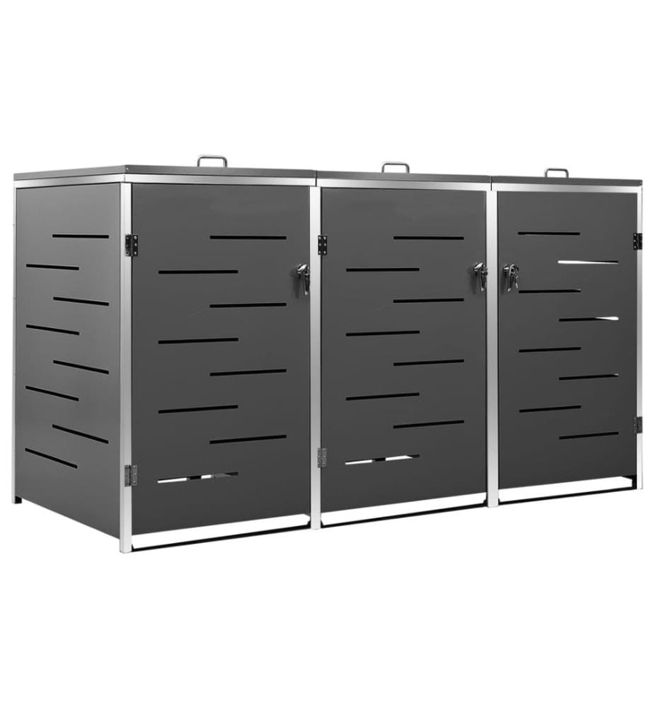 Mülltonnenbox für 3 Tonnen 207x77,5x112,5 cm Edelstahl