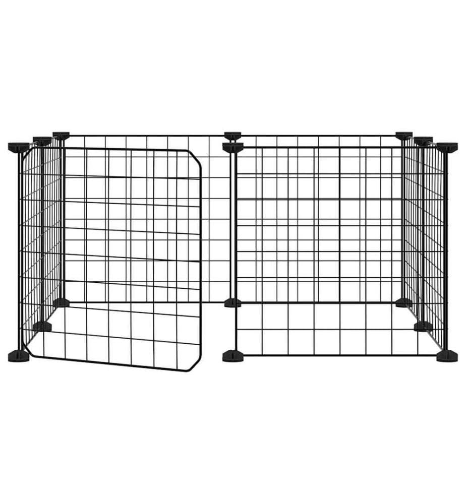 8-Panel-Haustierkäfig mit Tür Schwarz 35x35 cm Stahl