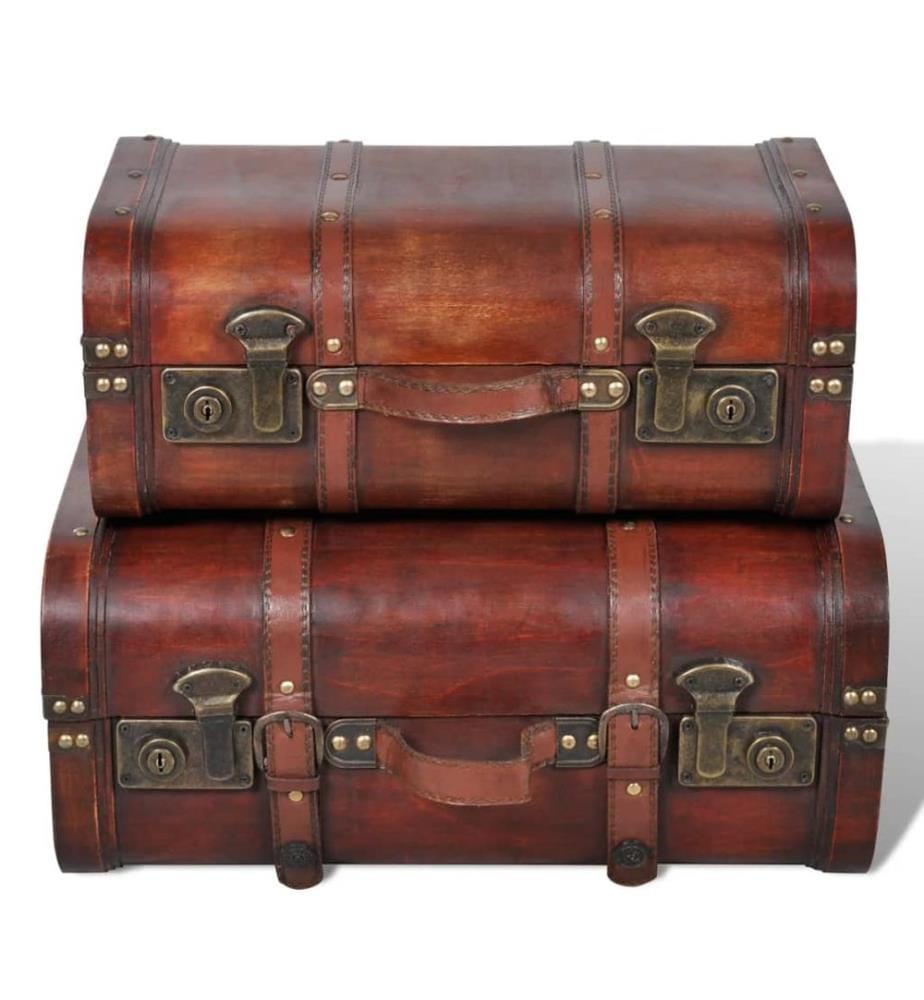 Dekokoffer aus Holz 2 Stk. Retro-Stil Braun
