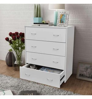 Kommode mit 4 Schubladen 60×30,5×71 cm Weiss