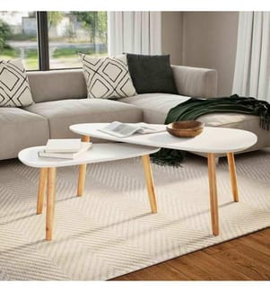 Ensemble de tables basses 2 pcs Bois de pin massif Blanc