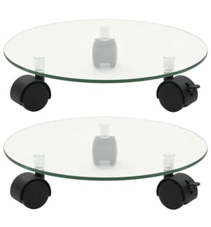 Pflanzenständer mit Rollen 2 Stück Hartglas 28 cm Rund