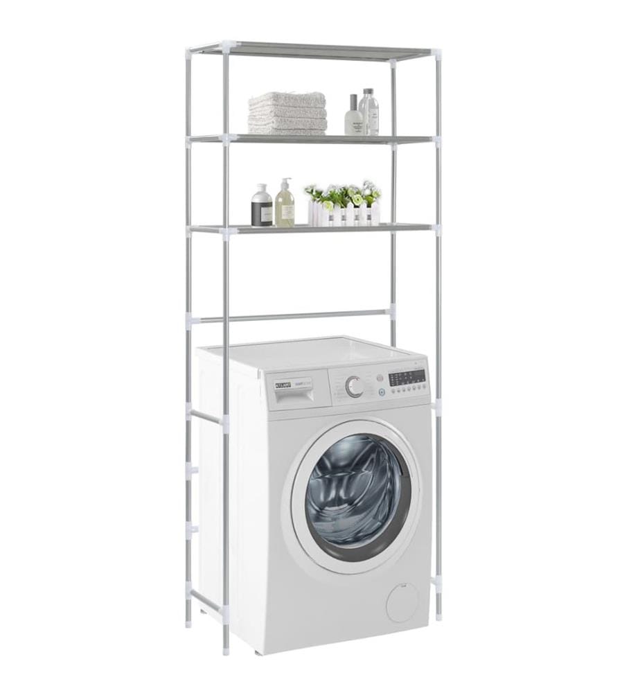 Waschmaschinenregal 3 Ablagen Silbern 69x28x169 cm