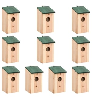 Vogelhäuser 10 Stk. Tanne Massivholz 12x12x22 cm