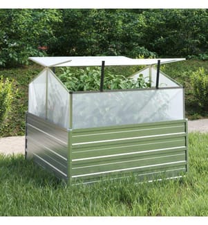 Garten-Hochbeet mit Gewächshaus 100x100x85 cm Silber