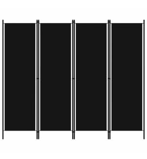 4-tlg. Raumteiler Schwarz 200x180 cm