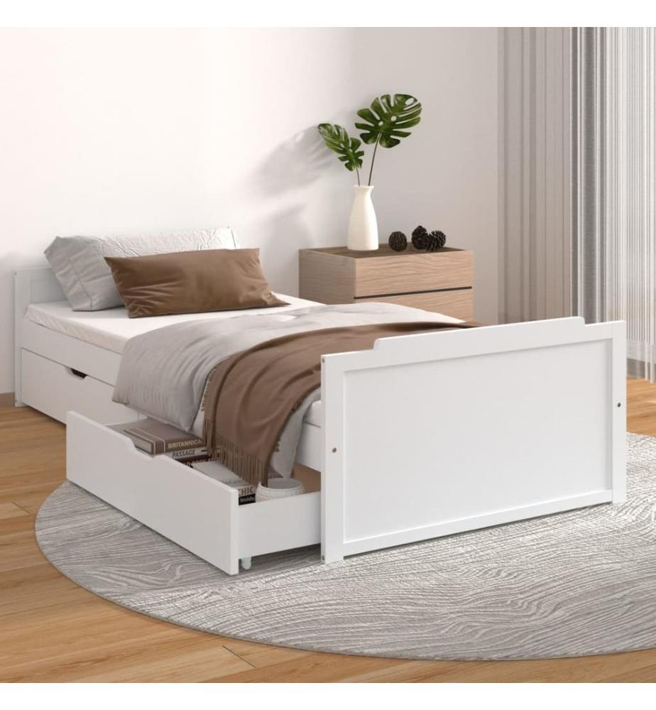 Cadre de lit sans matelas blanc bois de pin massif 90x200 cm