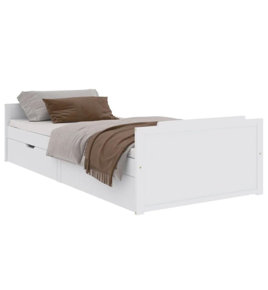 Cadre de lit sans matelas blanc bois de pin massif 90x200 cm