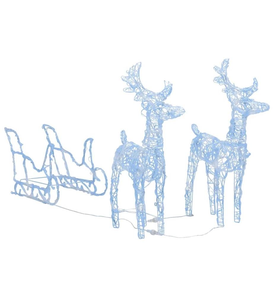 Décoration de Noël Rennes et traîneau 160 LED 130 cm Acrylique