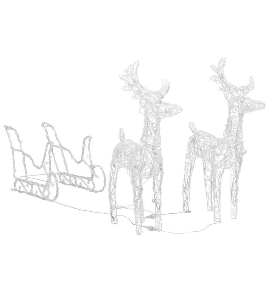 Décoration de Noël Rennes et traîneau 160 LED 130 cm Acrylique