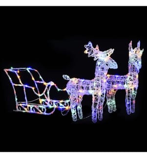 Décoration de Noël Rennes et traîneau 160 LED 130 cm Acrylique