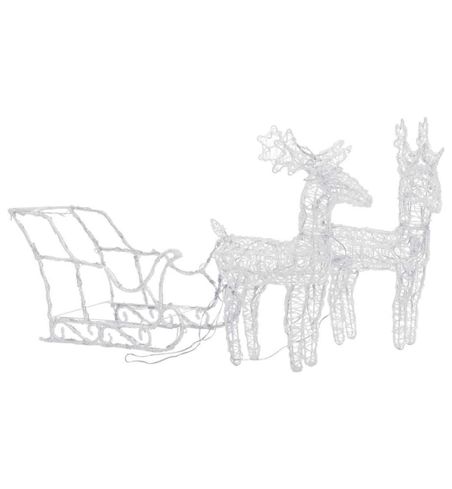 Décoration de Noël Rennes et traîneau 160 LED 130 cm Acrylique