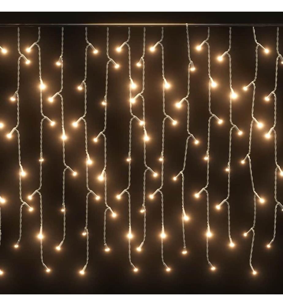 Rideau lumineux à glaçons LED 10m 400LED Blanc chaud 8fonctions