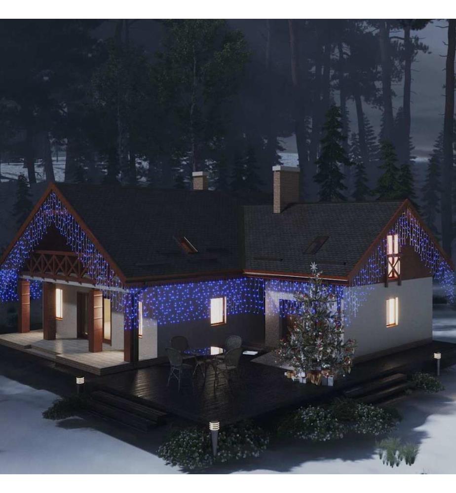 Rideau lumineux à glaçons LED 10m 400 LED Bleu 8 fonctions