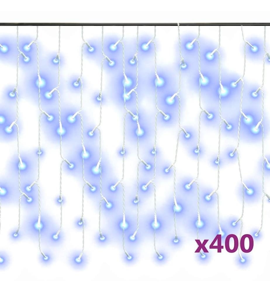 Rideau lumineux à glaçons LED 10m 400 LED Bleu 8 fonctions