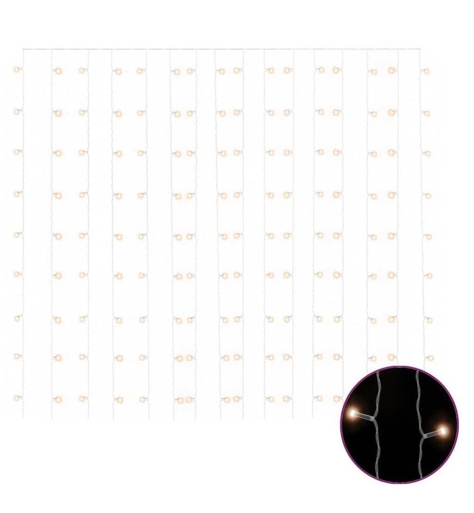 Rideaux lumineux à LED 3x3 m 300 LED Blanc chaud 8 fonctions
