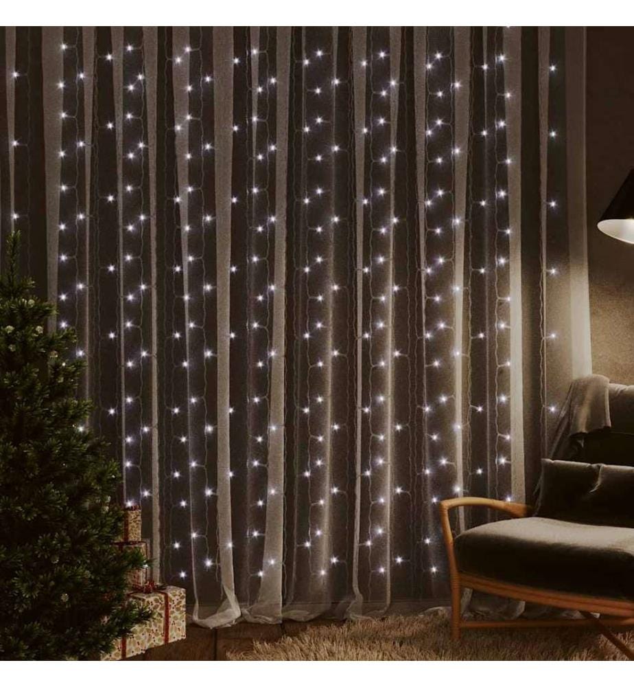Rideaux lumineux à LED 3x3 m 300 LED Blanc froid 8 fonctions