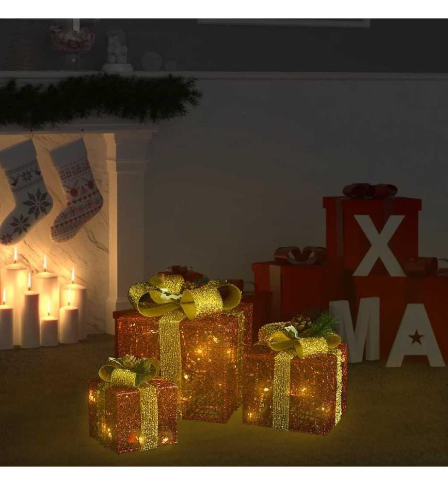 Boîtes-cadeaux de Noël décoratives 3 pcs Extérieur Intérieur
