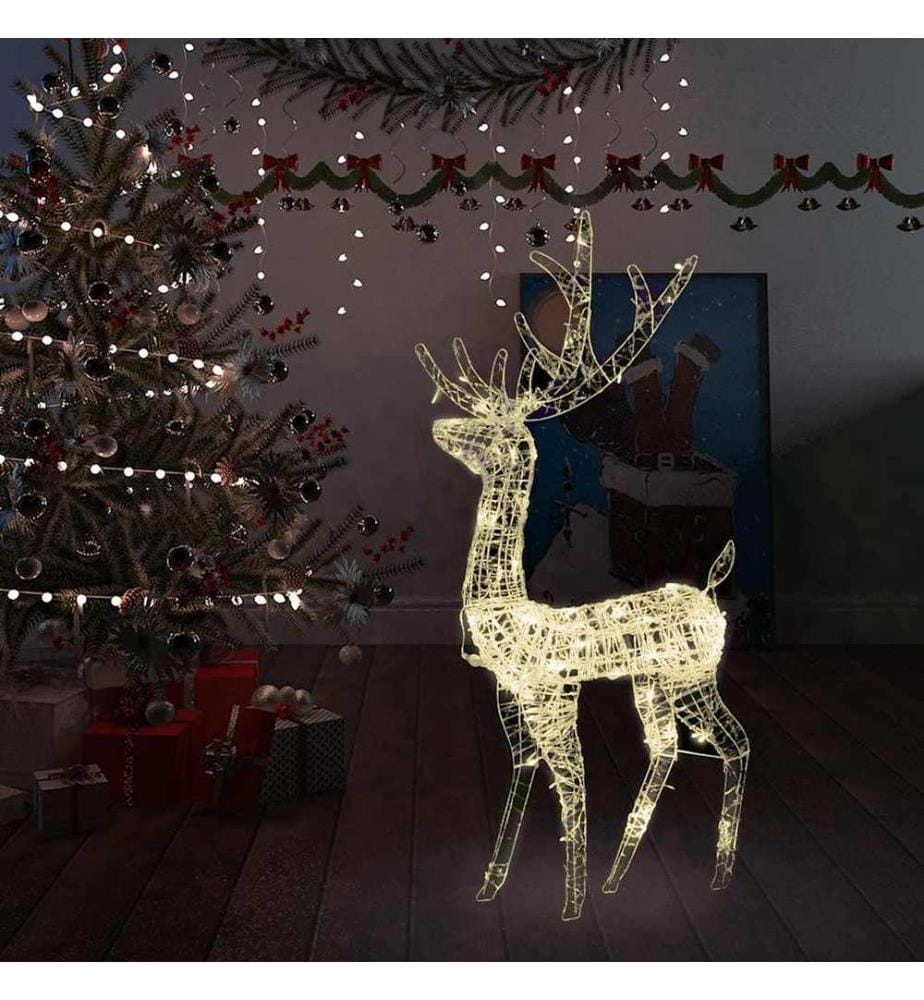 Renne de décoration de Noël Acrylique 140 LED blanc chaud 120 cm