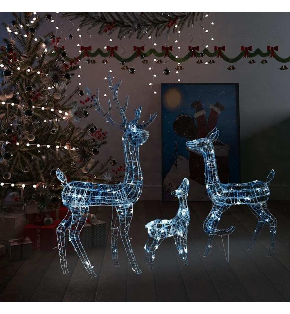 Famille de rennes de décoration Acrylique 300 LED blanc froid