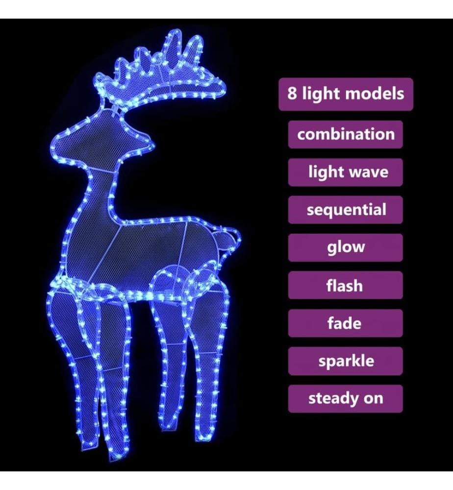 Décoration de Noël de renne avec maille 306 LED 60x24x89 cm
