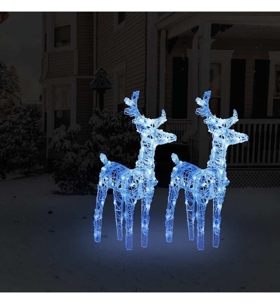 Rennes de Noël 2 pcs 80 LED Bleu Acrylique