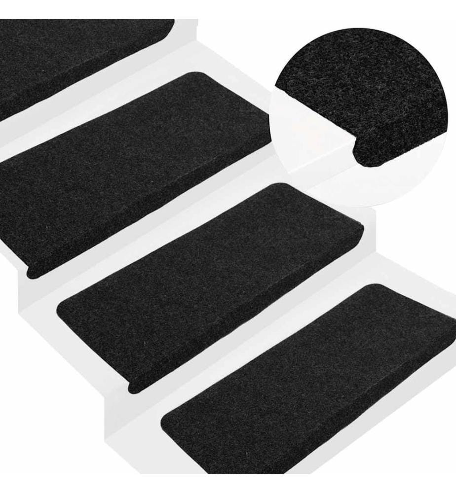 Stufenmatten Selbstklebend 15 Stk. 65x24,5x3,5 cm Schwarz
