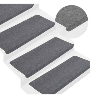 Tapis d'escalier autocollants 15 pcs 65x24,5x3,5 cm Gris