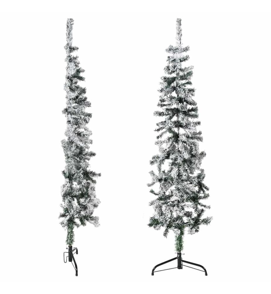 Künstlicher Halb-Weihnachtsbaum mit Schnee Schlank 150 cm
