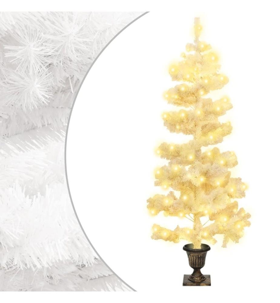 Arbre de Noël hélicoïdal pré-éclairé avec pot blanc 120 cm PVC