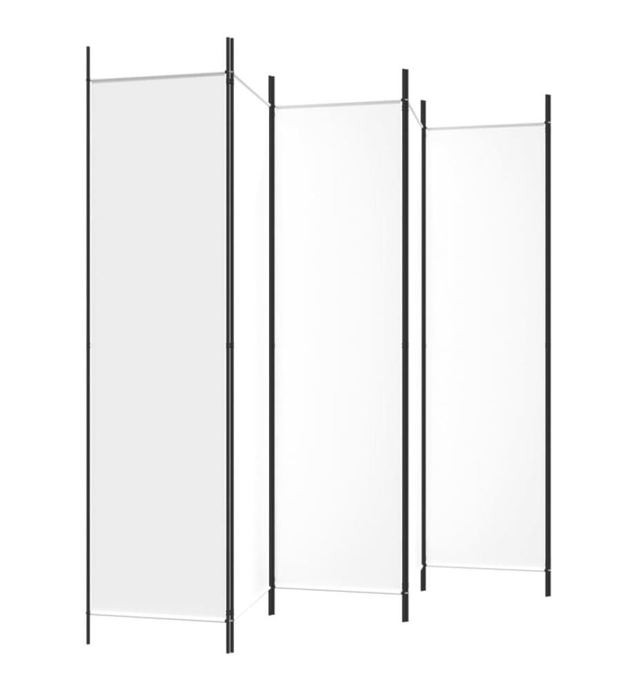 6-tlg. Paravent Weiss 300x200 cm Stoff