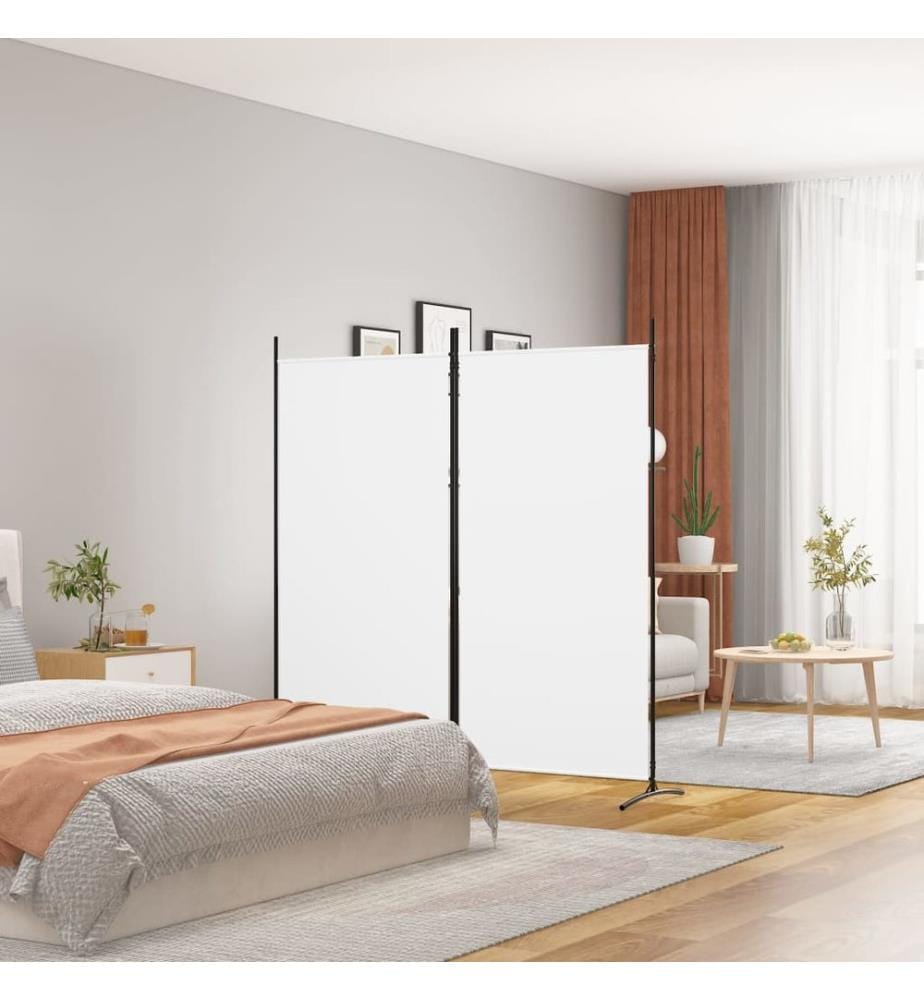 2-tlg. Paravent Weiss 175x180 cm Stoff