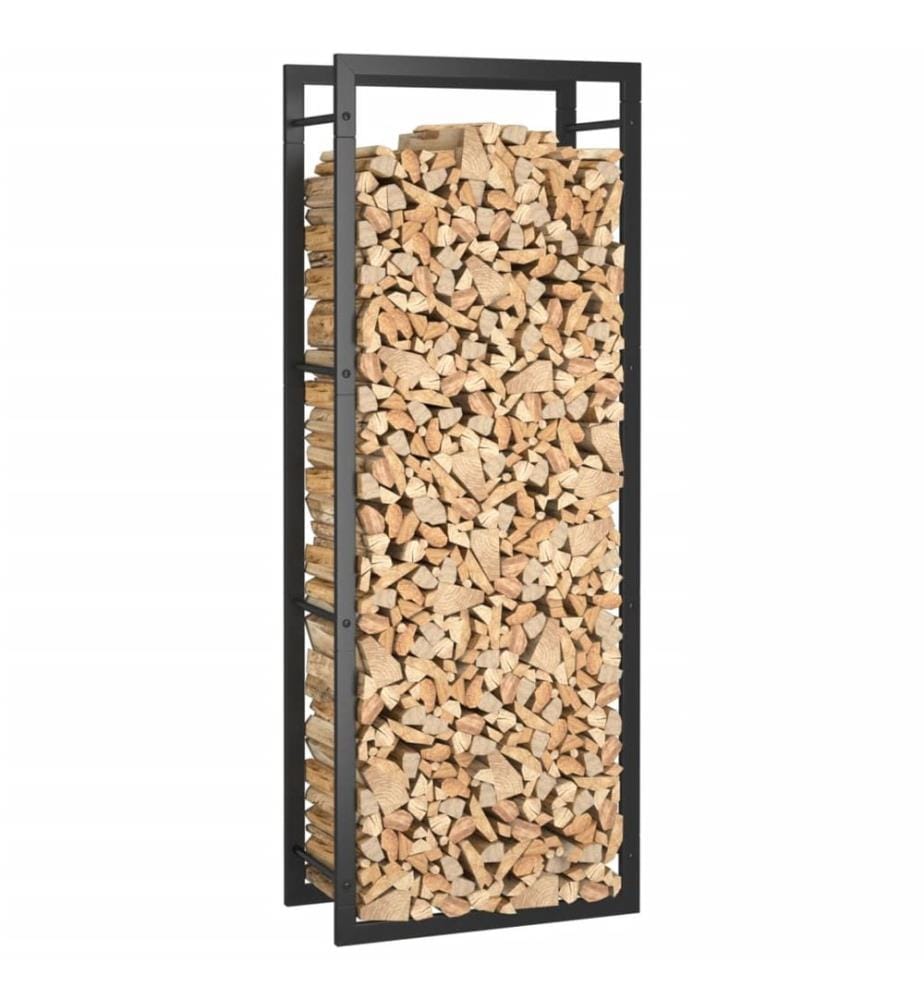 Brennholzregal Mattschwarz 50x28x132 cm Stahl