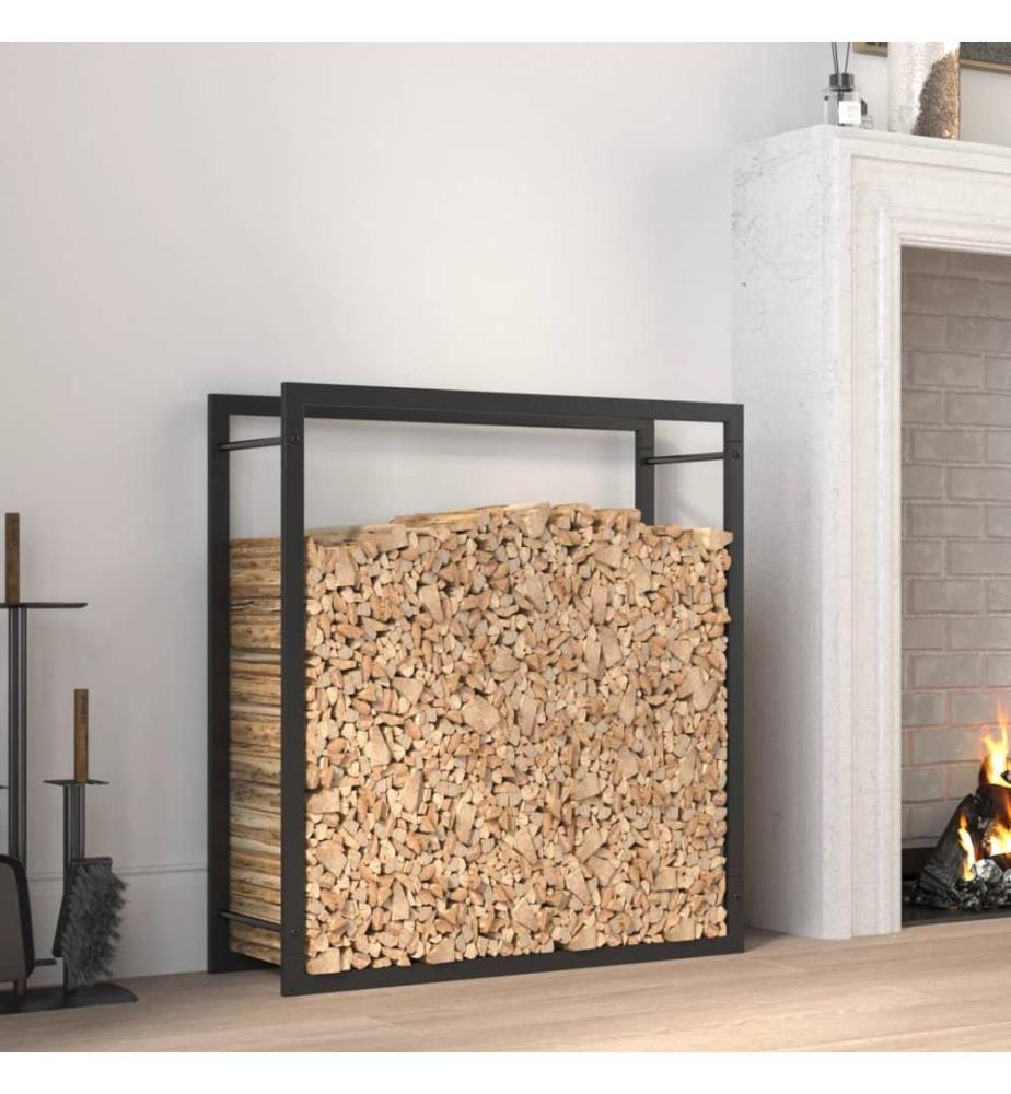 Portant de bois de chauffage Noir mat 80x28x86 cm Acier