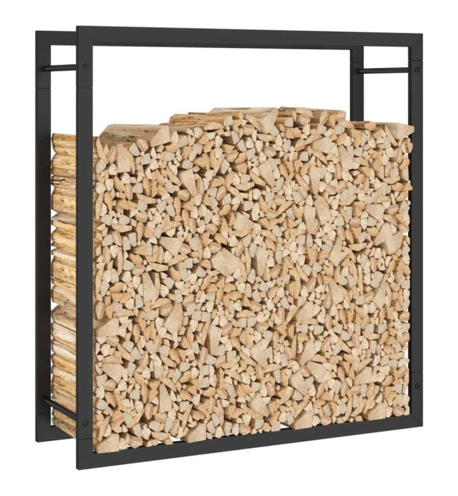 Portant de bois de chauffage Noir mat 80x28x86 cm Acier