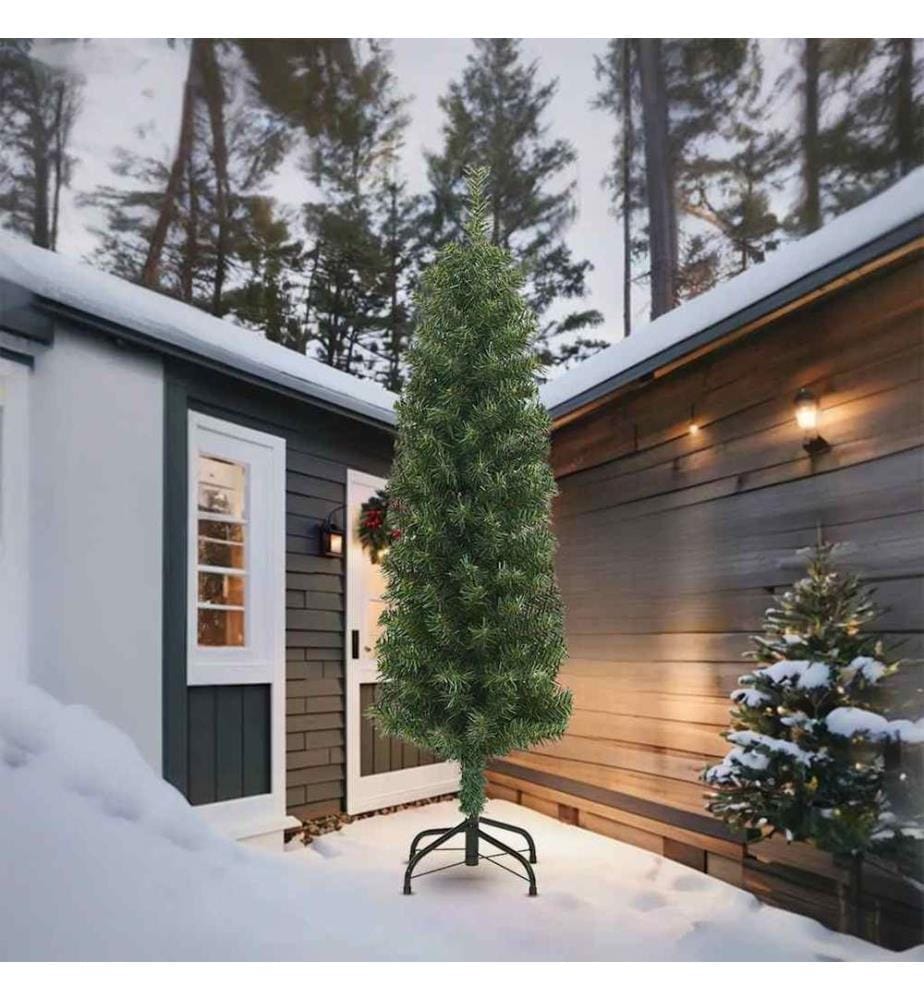Sapin de Noël mince avec support 210 cm PVC