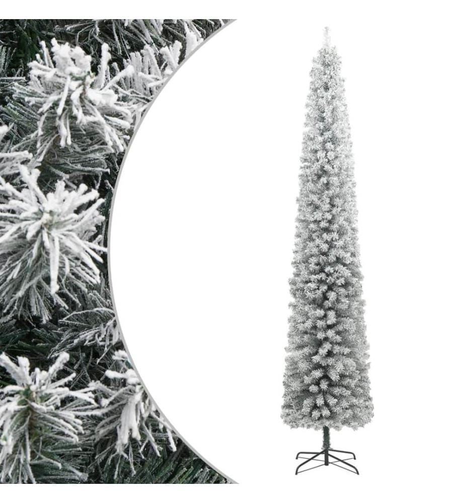 Sapin de Noël mince avec support et flocon de neige 270 cm PVC