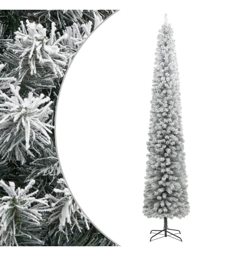 Sapin de Noël mince avec support et flocon de neige 300 cm PVC