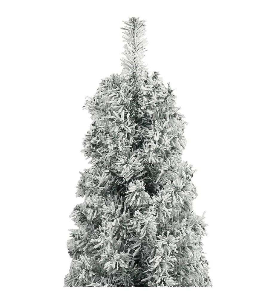 Sapin de Noël mince avec support et flocon de neige 300 cm PVC