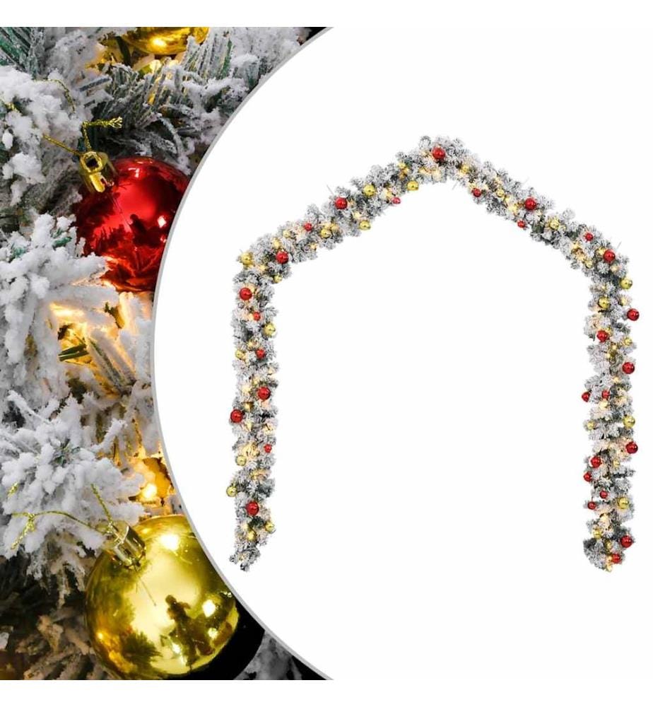 Guirlande de Noël avec boules et lumières LED vert 5 m PVC