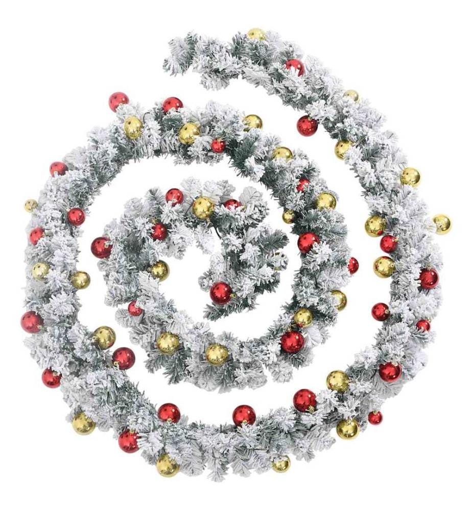 Guirlande de Noël avec boules et lumières LED vert 5 m PVC