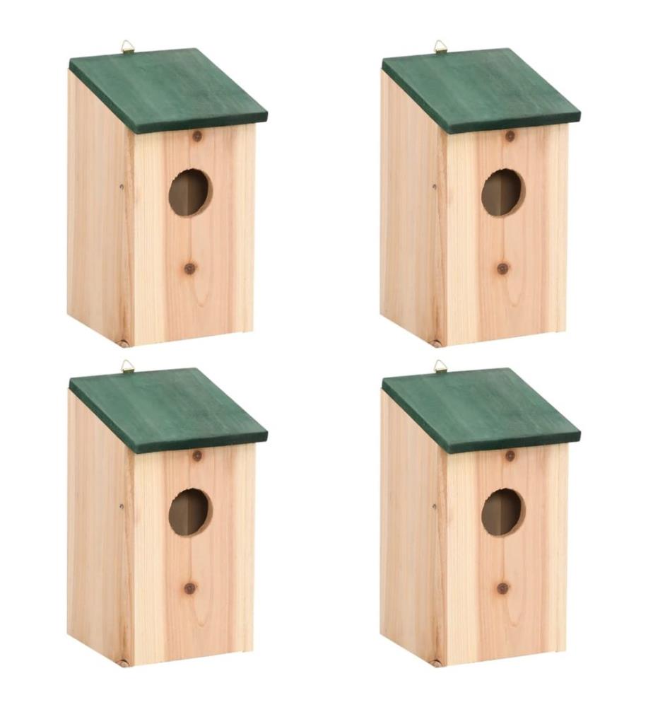 Vogelhäuser 4 Stk. Holz 12x12x22 cm