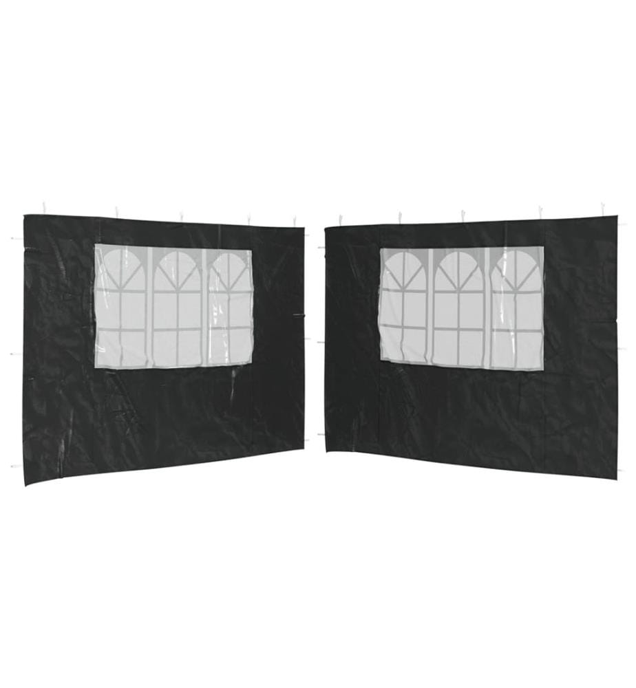 Paroi de tente de réception 2 pcs avec fenêtre PE Anthracite