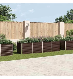 Garten-Hochbeet Braun 320 x 80 x 77 cm Verzinkter Stahl