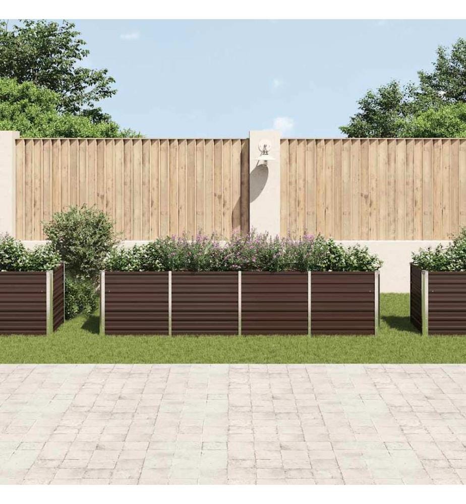 Garten-Hochbeet Braun 320 x 80 x 77 cm Verzinkter Stahl